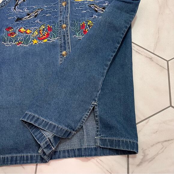 Cabin Creek Vintage Sleeveless Embroidered Button Front Denim Top Size Small - Picture 6 of 8